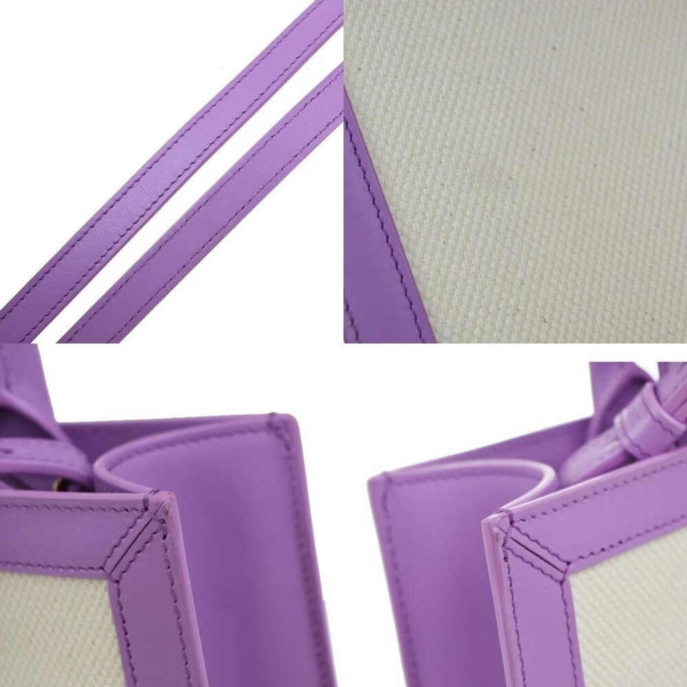 CELINE Vertical Cabas 2Way Shoulder Hand Tote Bag Canvas Leather Purple 21EG332 - Picture 14 of 15